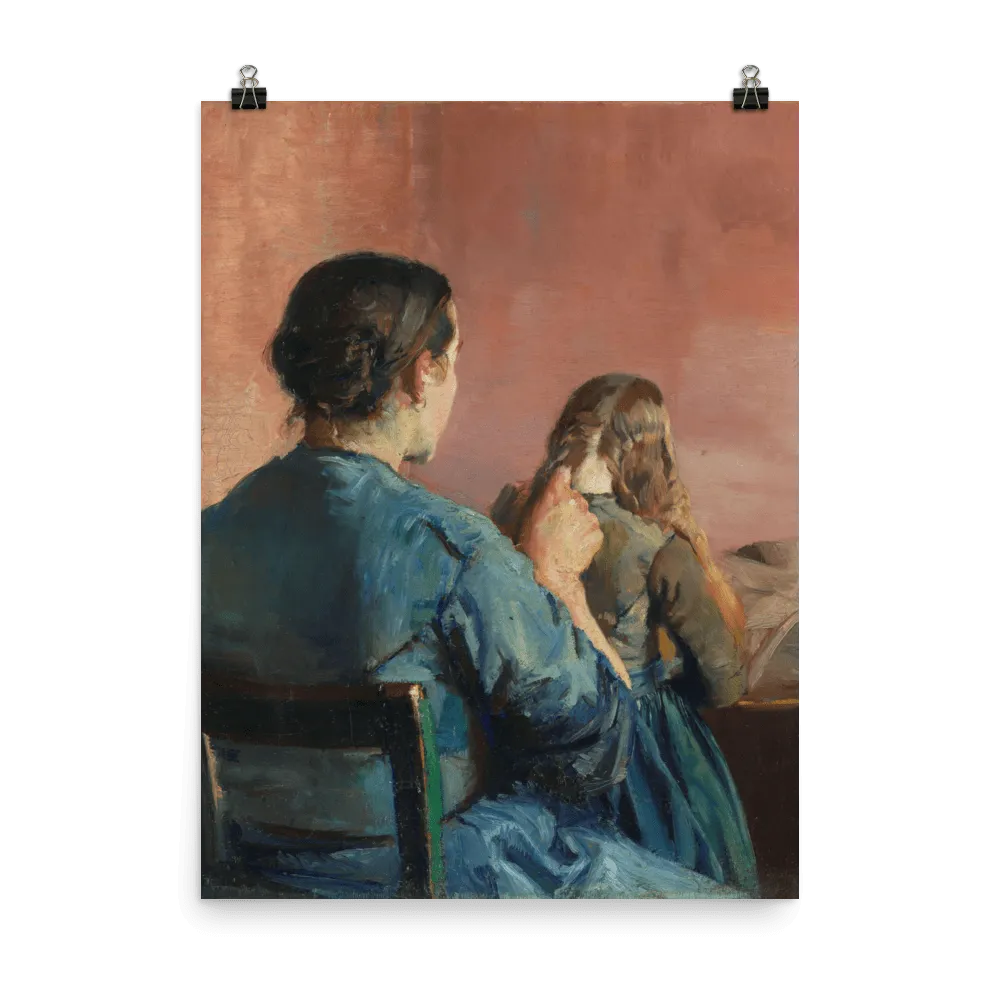 "Braiding her Hair" Art Print