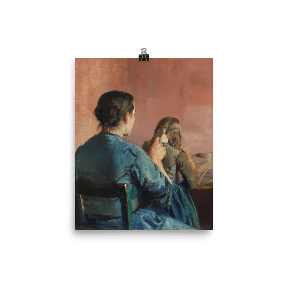 "Braiding her Hair" Art Print