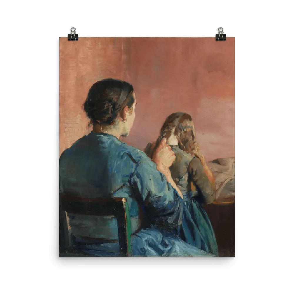"Braiding her Hair" Art Print