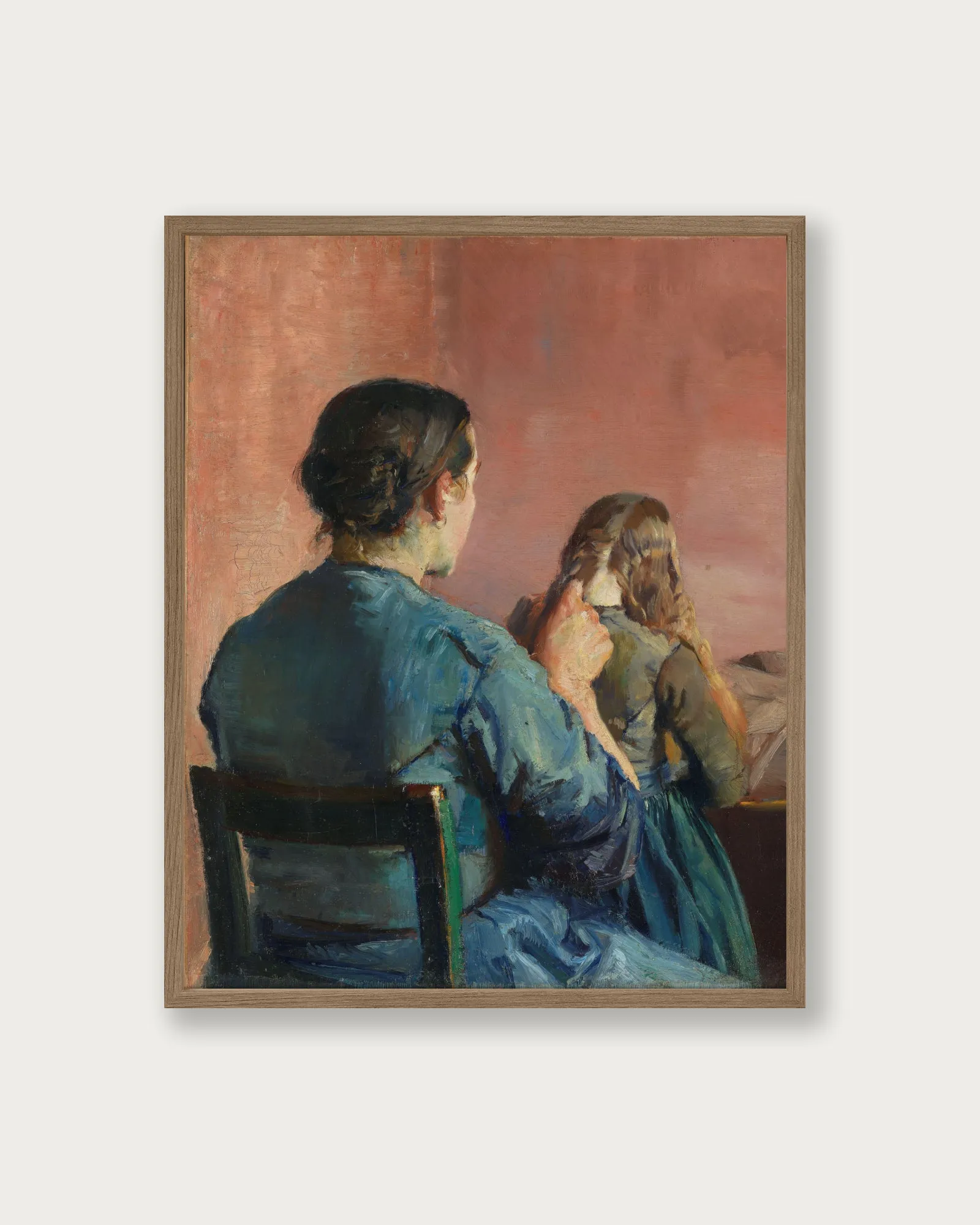 "Braiding her Hair" Art Print