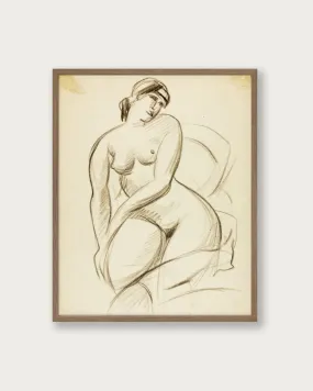 "Pencil sketch of seated female" Art Print