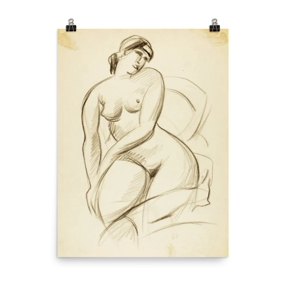 "Pencil sketch of seated female" Art Print