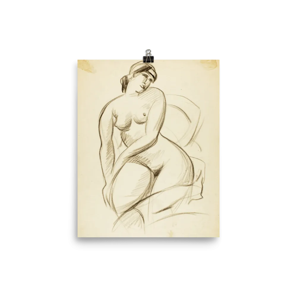 "Pencil sketch of seated female" Art Print