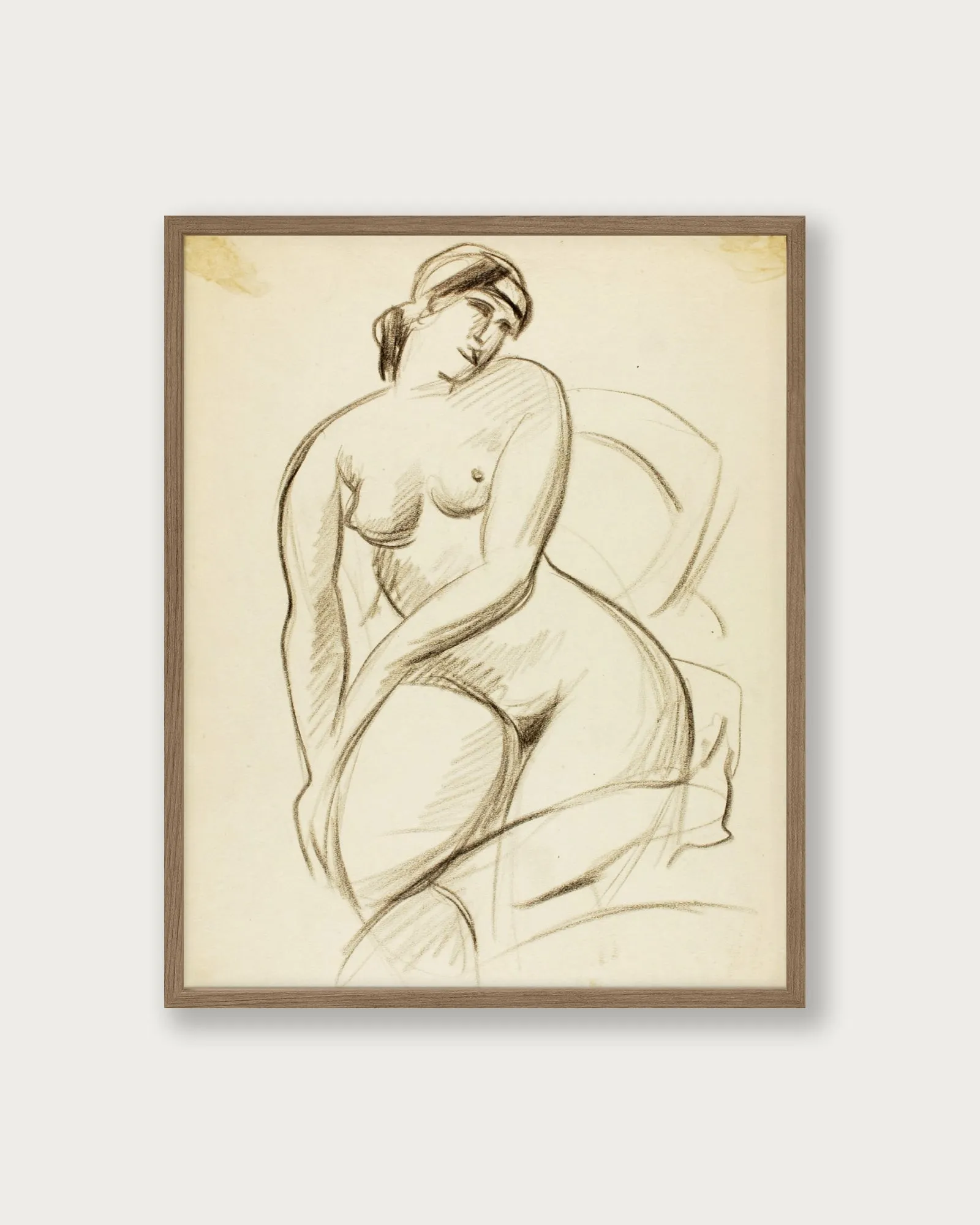 "Pencil sketch of seated female" Art Print