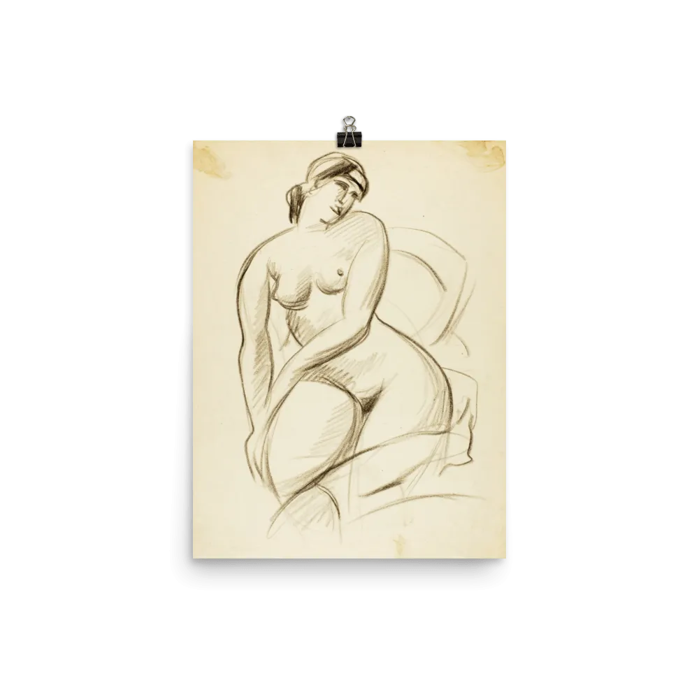 "Pencil sketch of seated female" Art Print