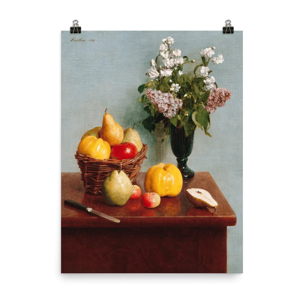 "Still Life with Flowers and Fruit" Art Print