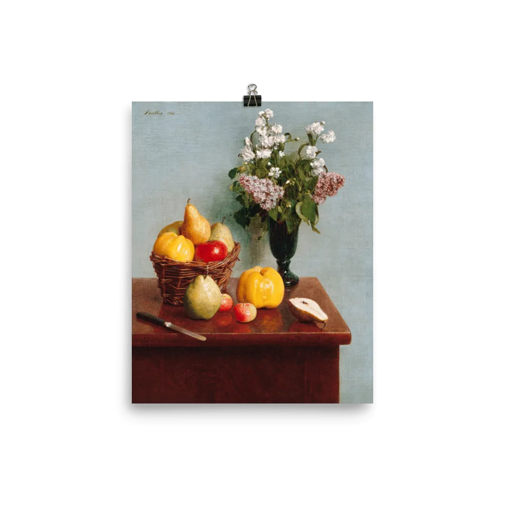 "Still Life with Flowers and Fruit" Art Print