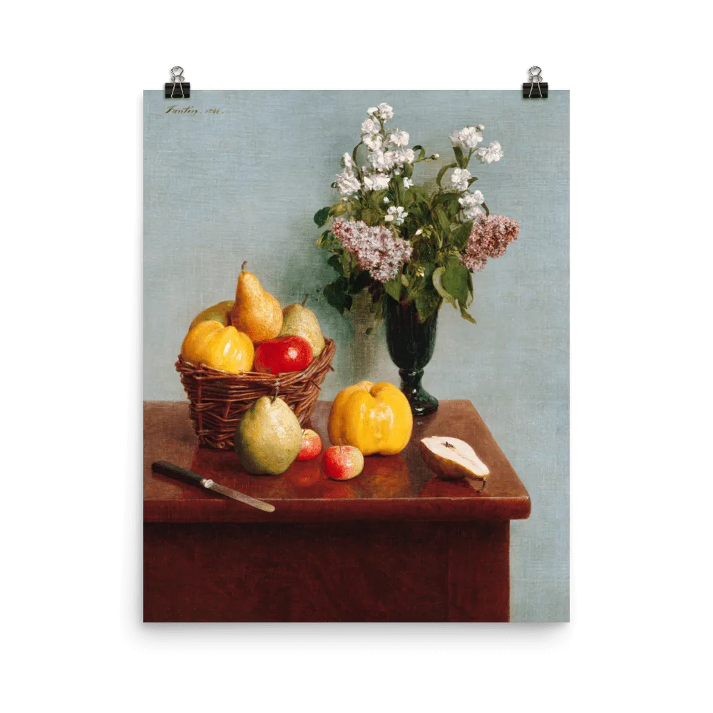 "Still Life with Flowers and Fruit" Art Print
