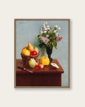 "Still Life with Flowers and Fruit" Art Print