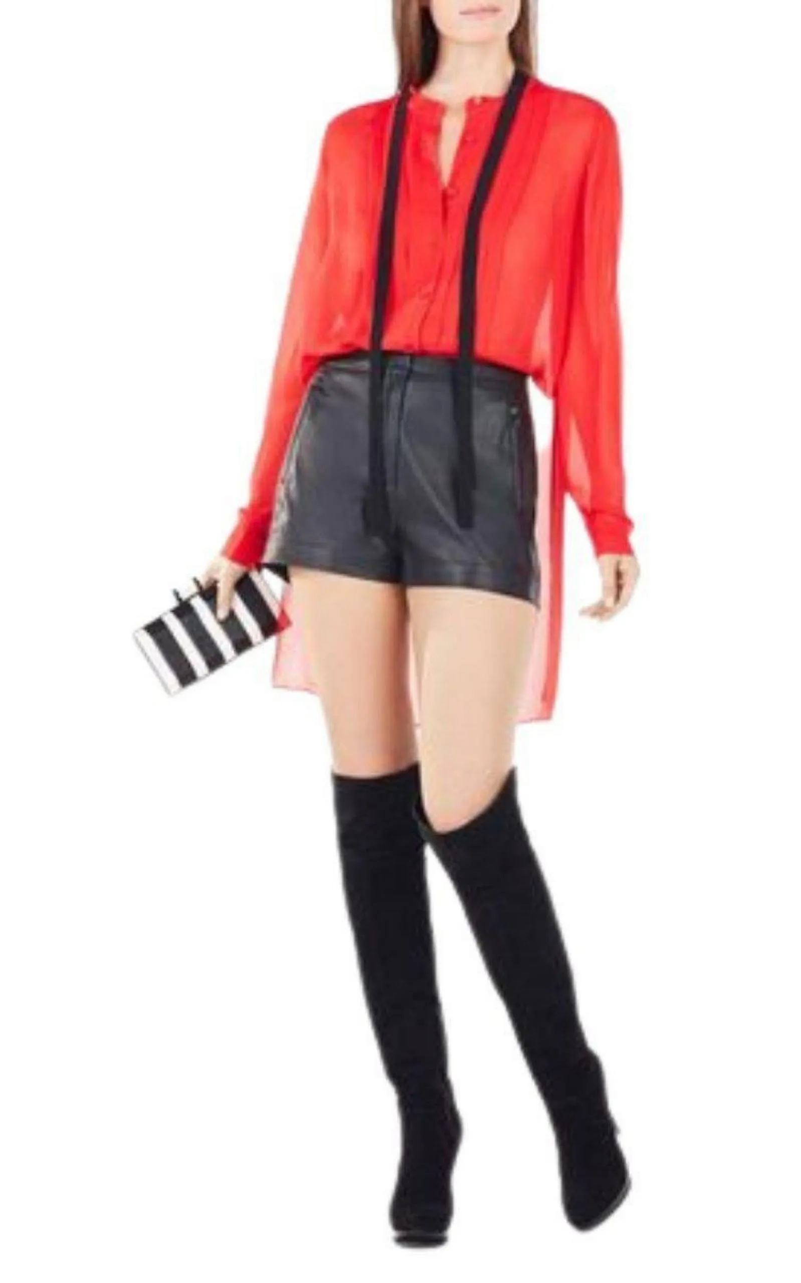 Red Berry Kristian Pleated Button-Up Shirt