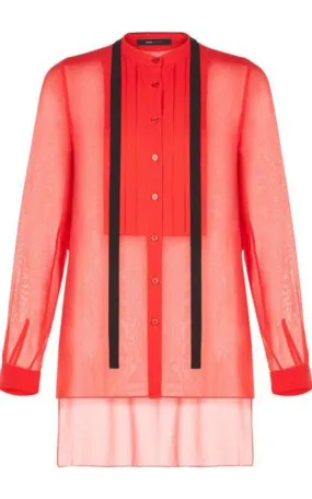 Red Berry Kristian Pleated Button-Up Shirt