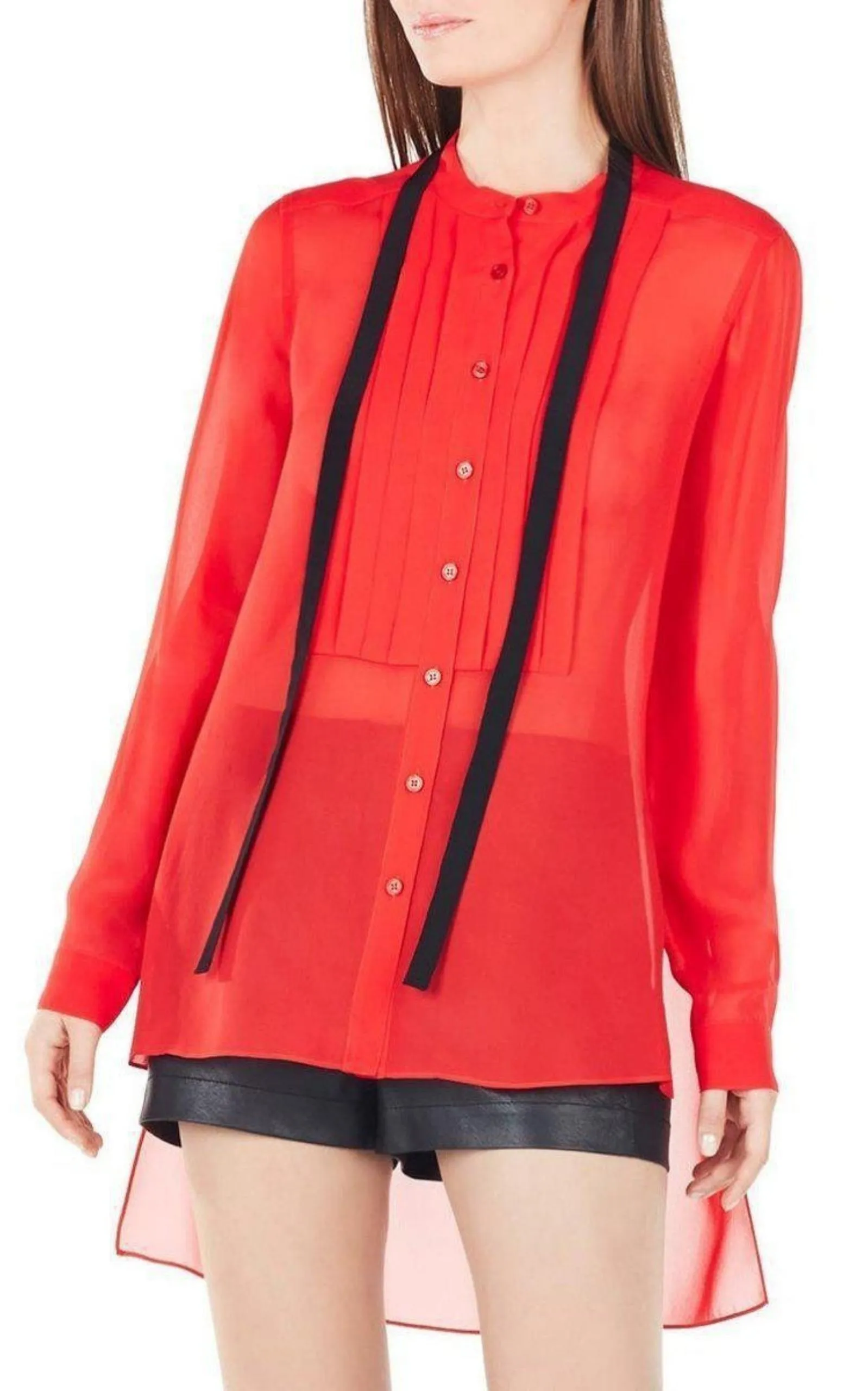 Red Berry Kristian Pleated Button-Up Shirt