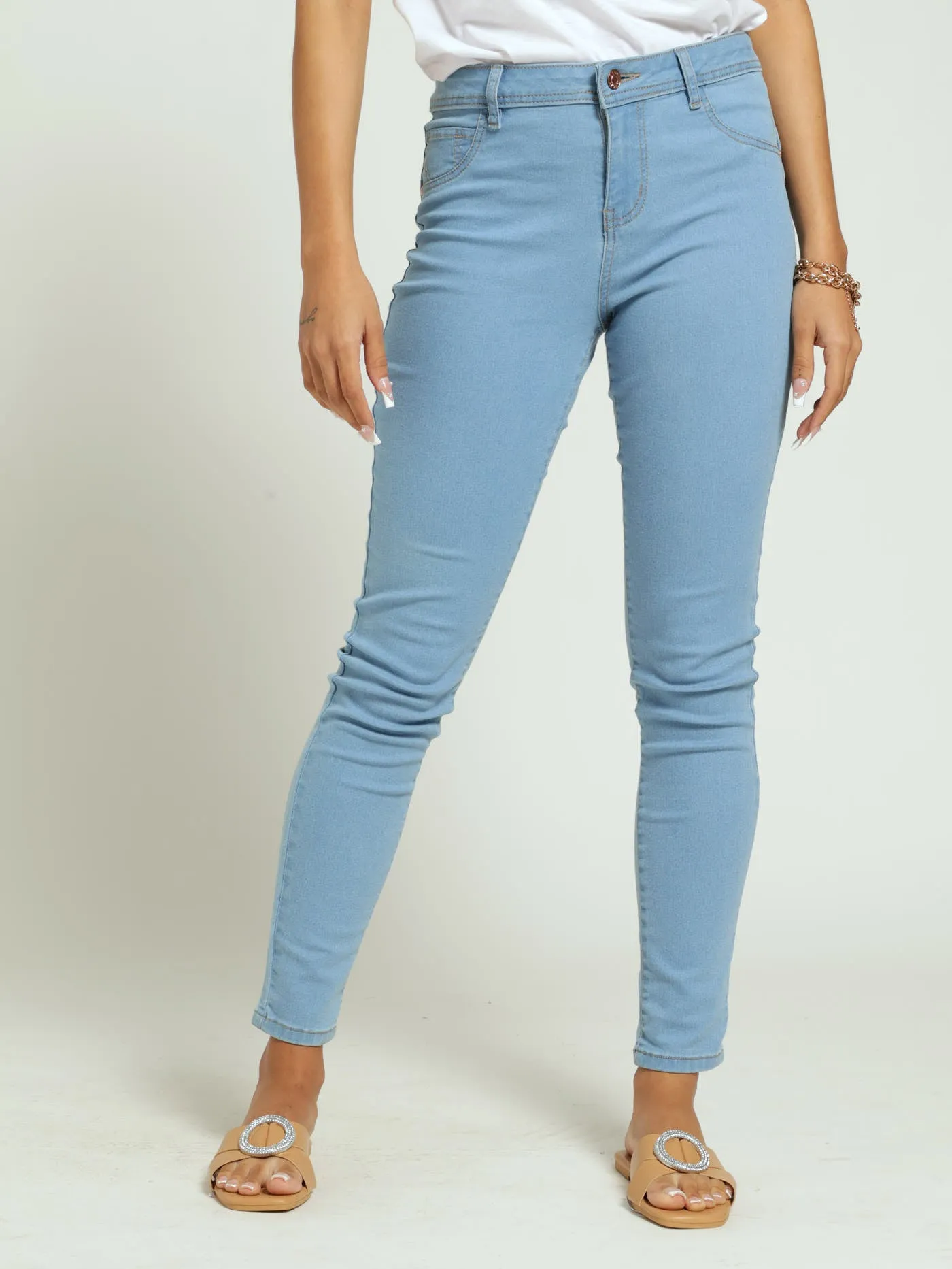 Regular Rise Push Up Denim Jean - Light Wash