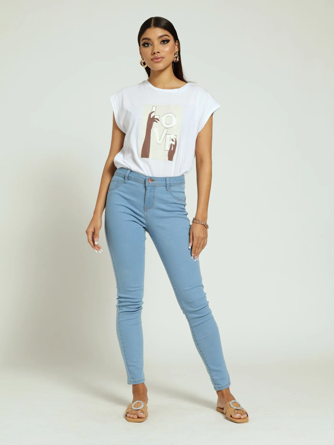 Regular Rise Push Up Denim Jean - Light Wash