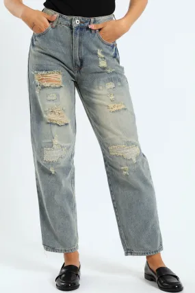 Rip & Repair Mom Jean - Tea Stain