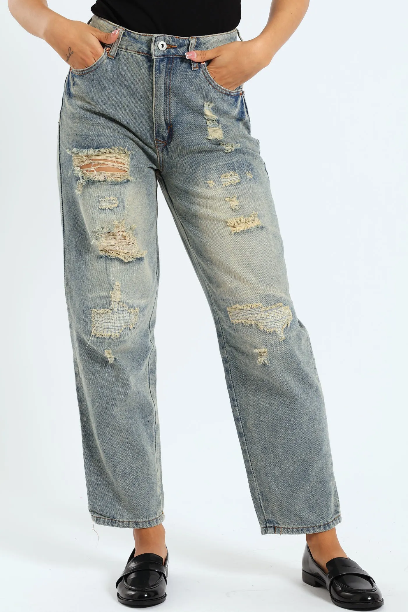 Rip & Repair Mom Jean - Tea Stain