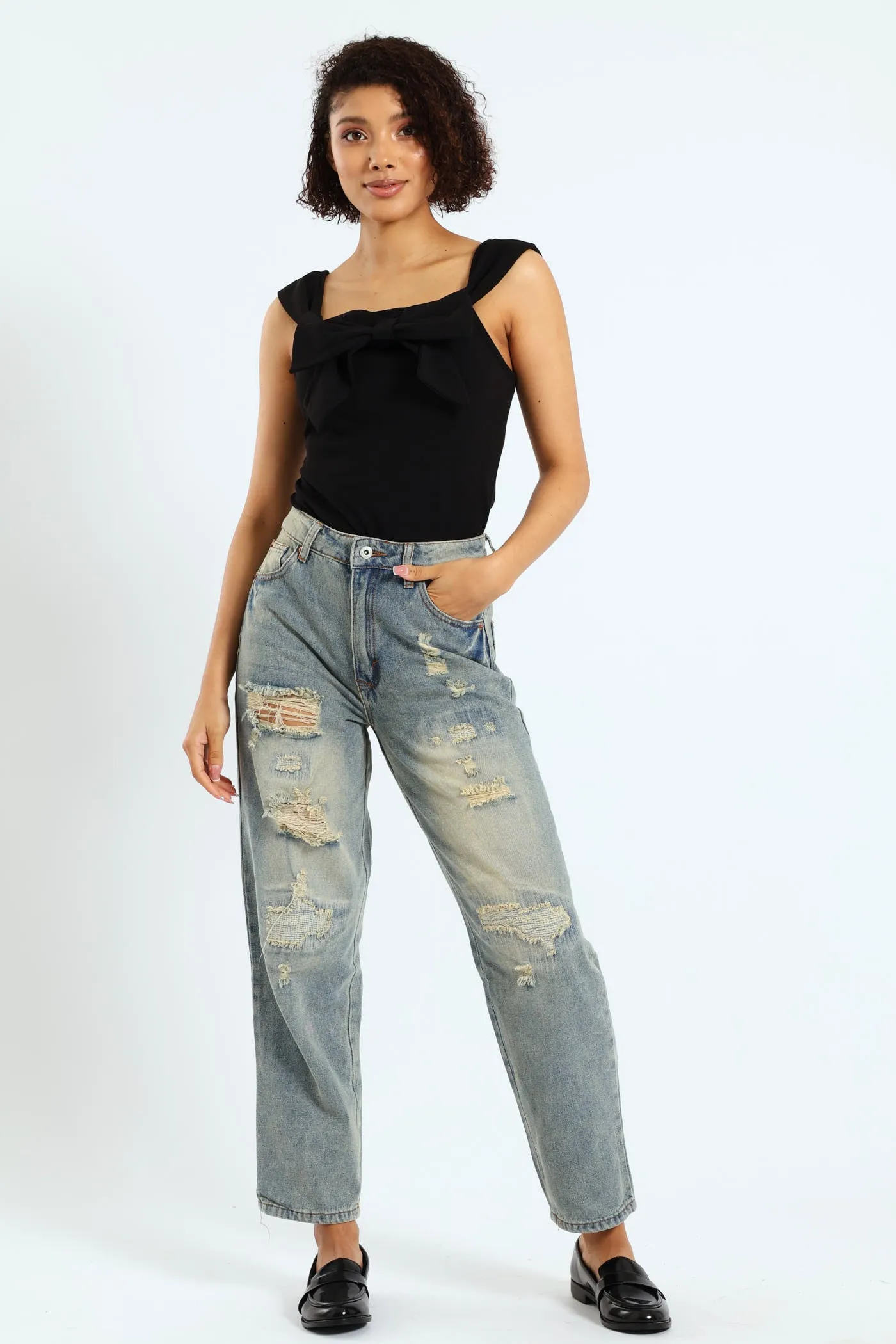 Rip & Repair Mom Jean - Tea Stain