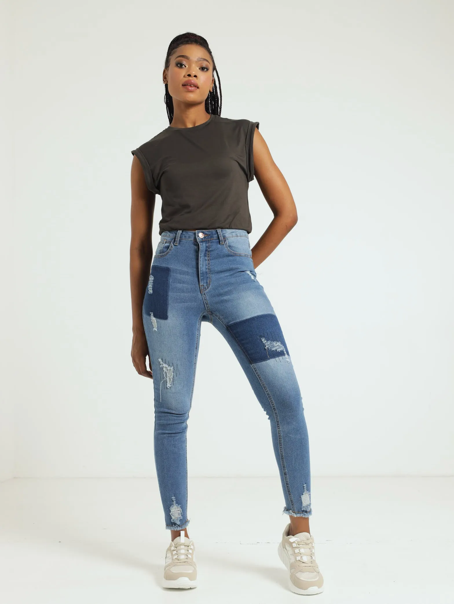 Rip & Repair Patch Skinny Jean - Dark Wash Ink