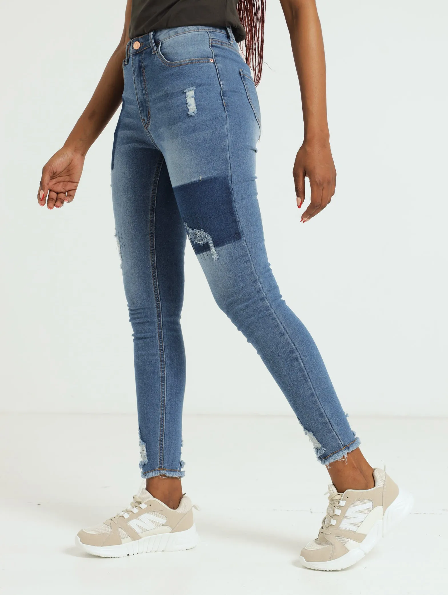 Rip & Repair Patch Skinny Jean - Dark Wash Ink