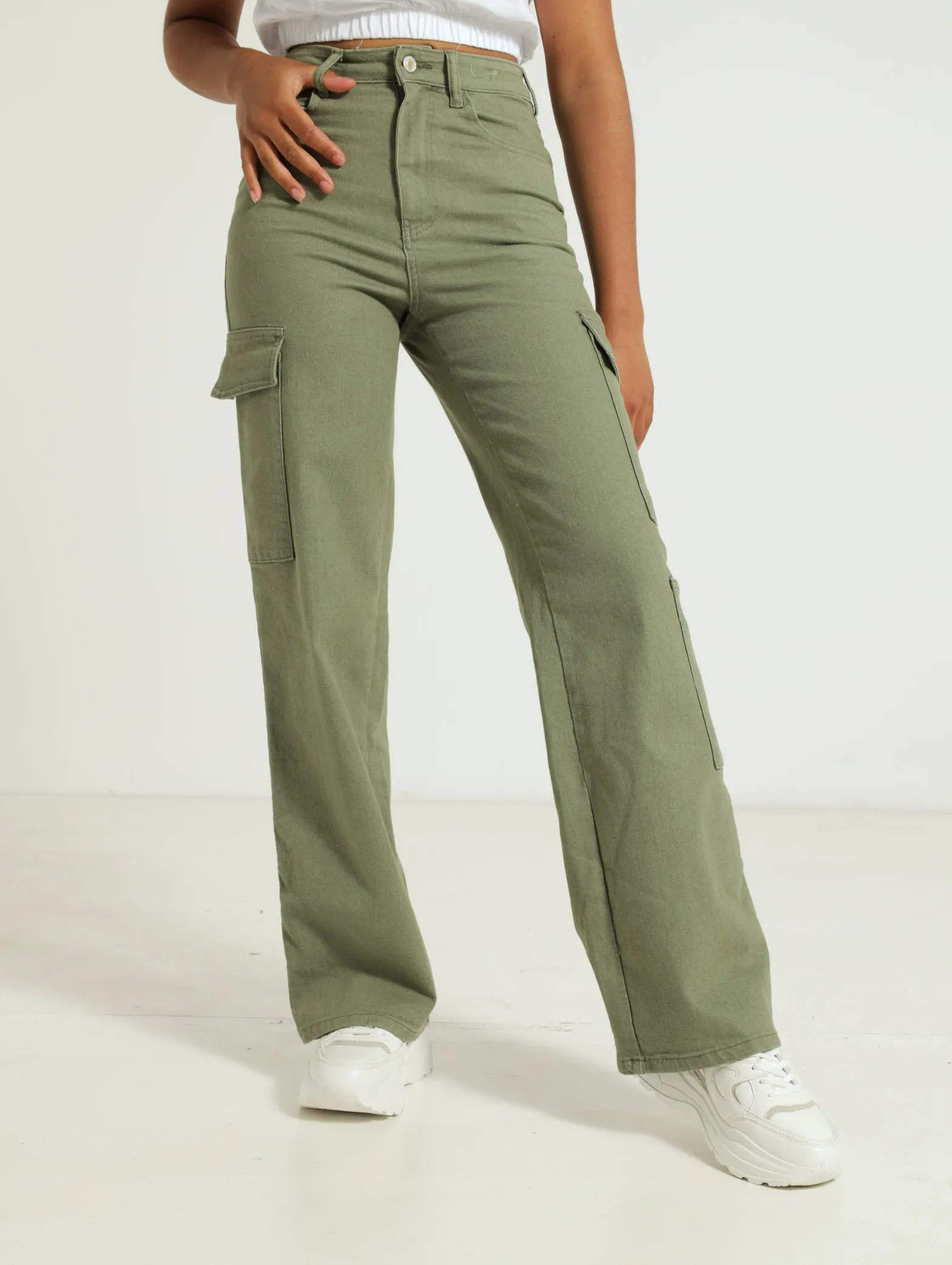 Stretch Twill 90's Cargo Jeans - Sage