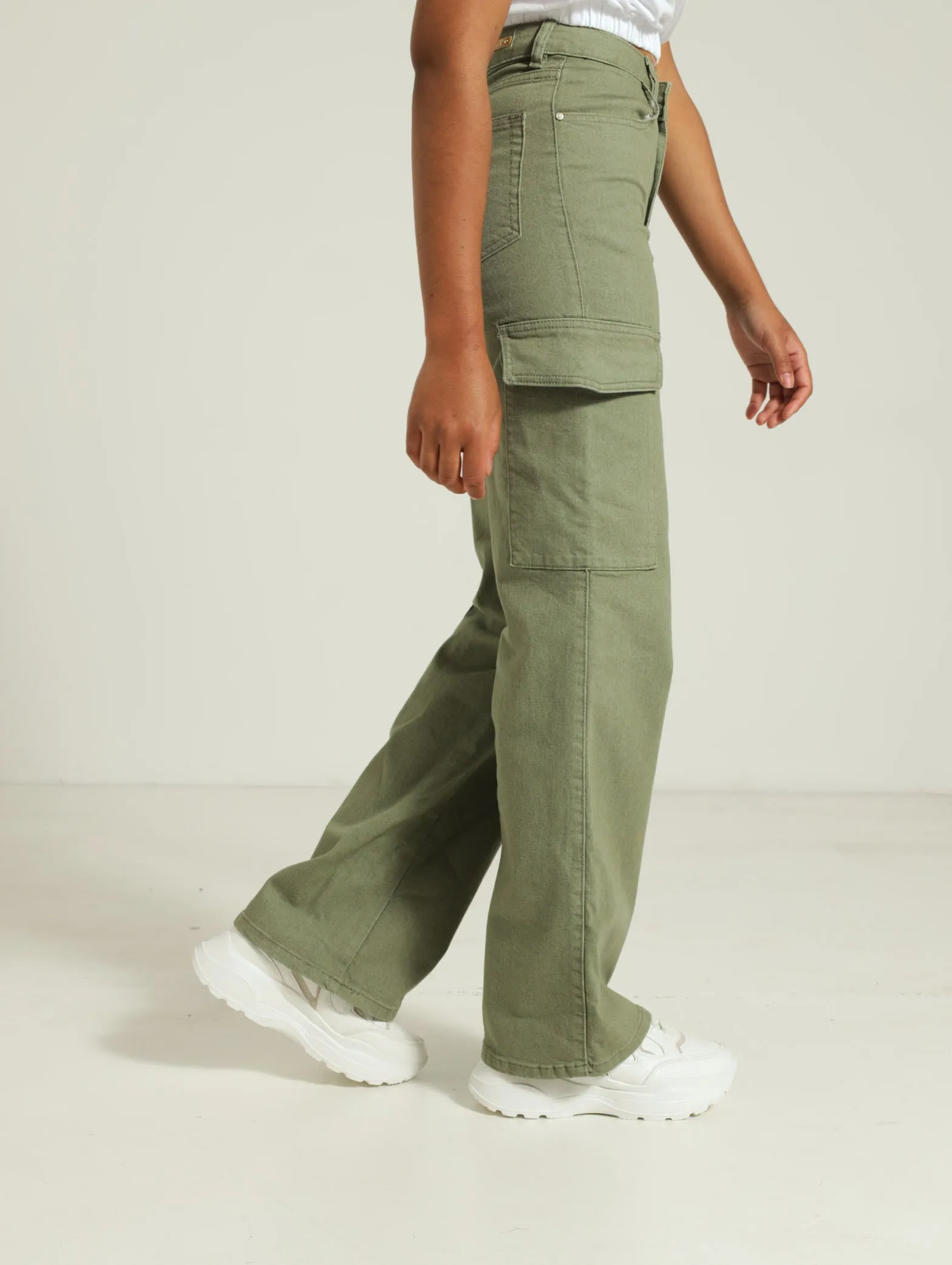 Stretch Twill 90's Cargo Jeans - Sage