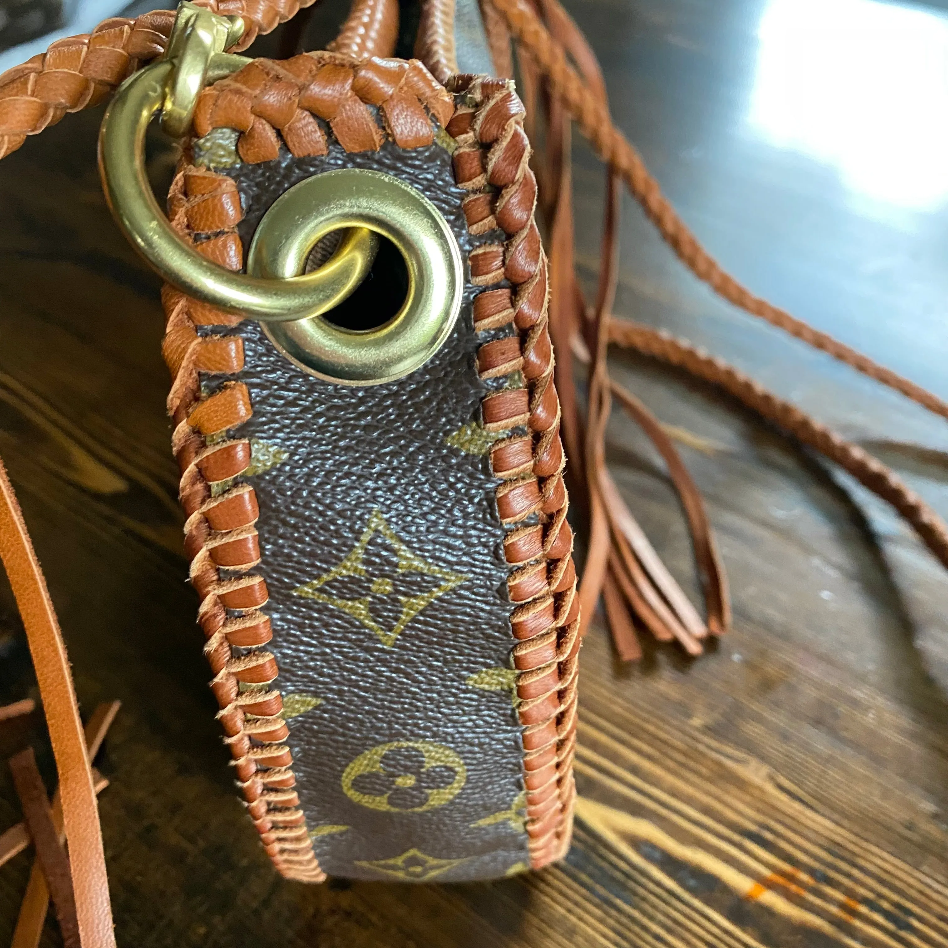 The Grosbeak - Vintage Monogram Crossbody in Tan