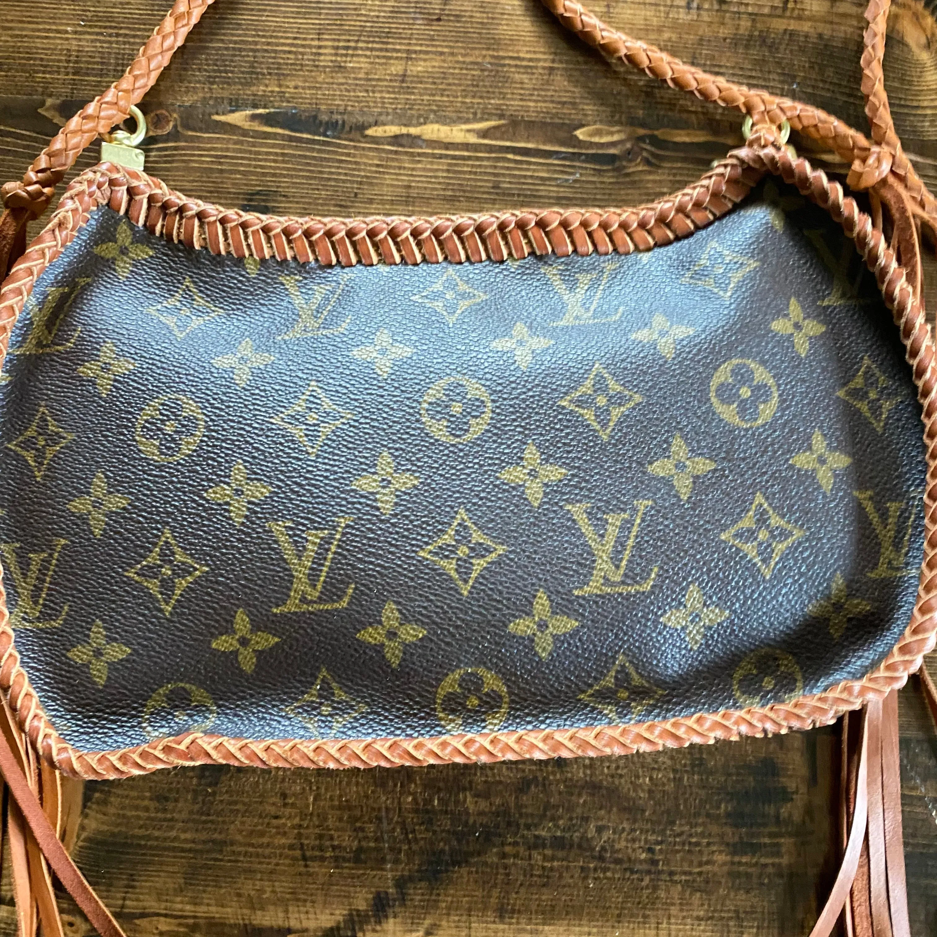 The Grosbeak - Vintage Monogram Crossbody in Tan