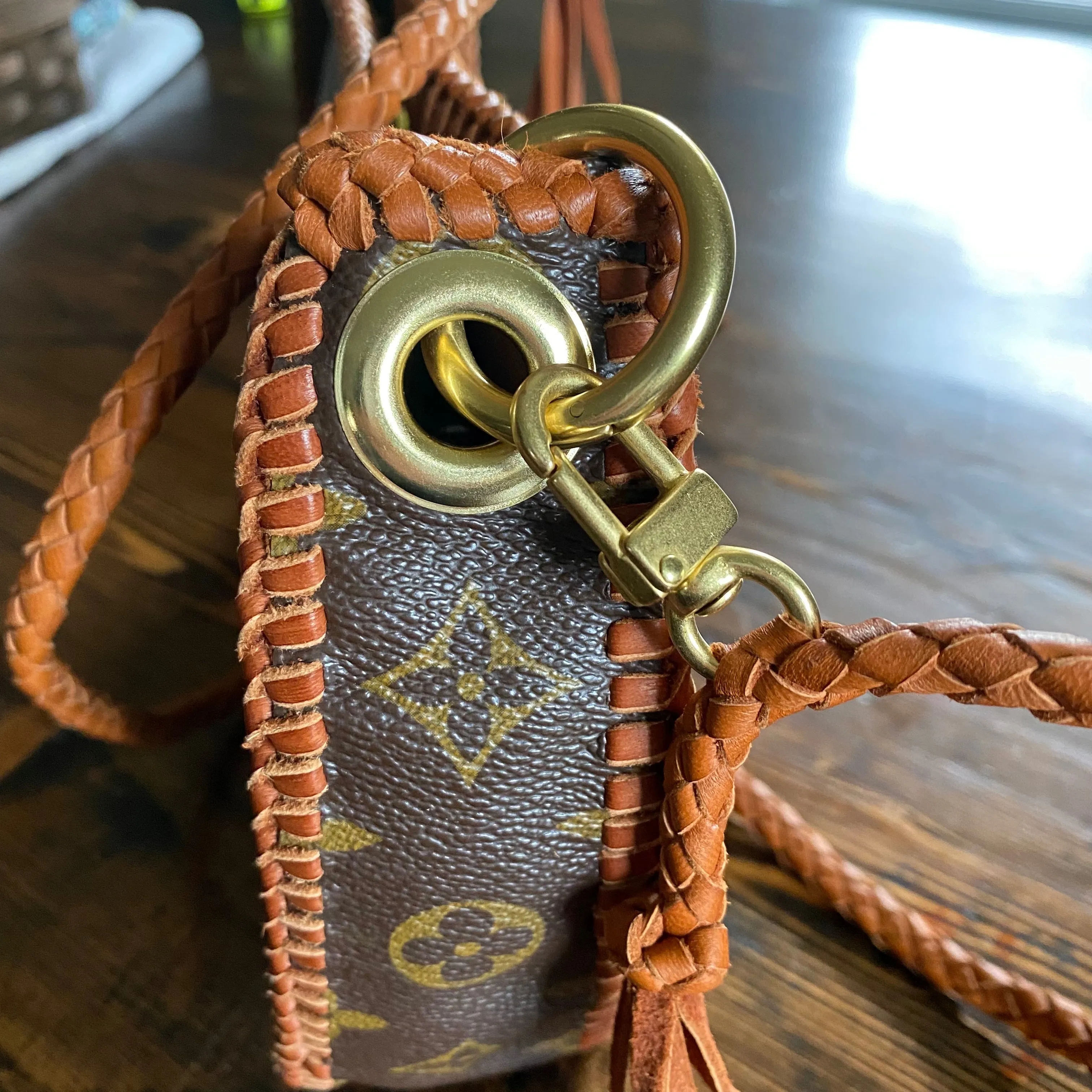 The Grosbeak - Vintage Monogram Crossbody in Tan