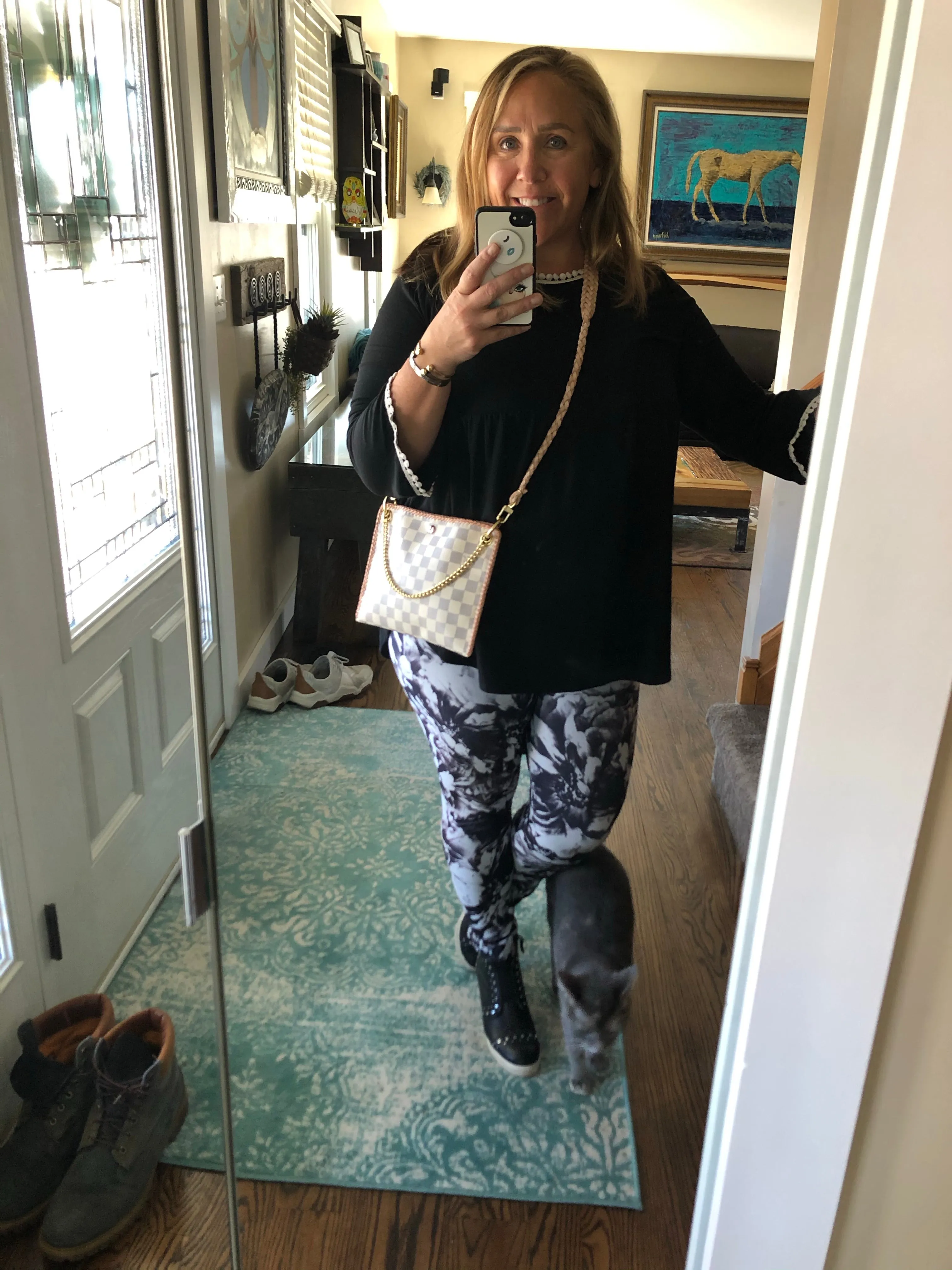 The Nuthatch - Vintage Damier Azur Shoulder Bag with Gold Crossbody Chain