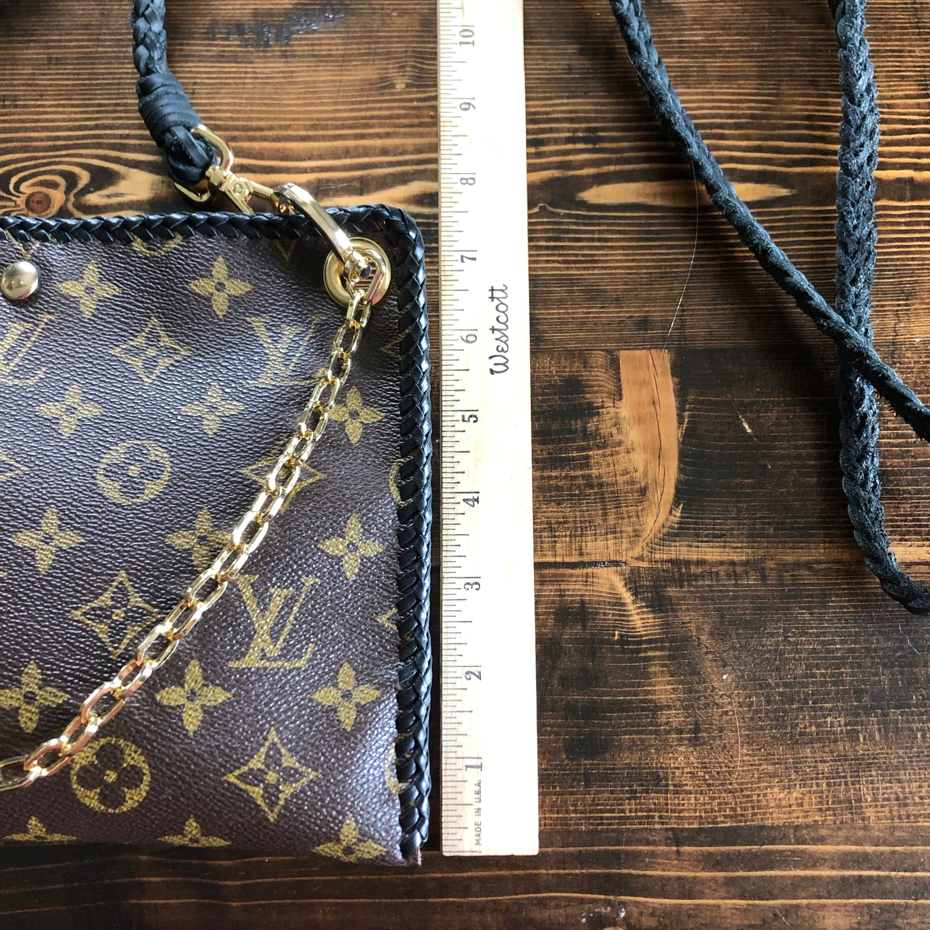 The Nuthatch - Vintage Monogram in Black Crossbody (Gold Hardware)