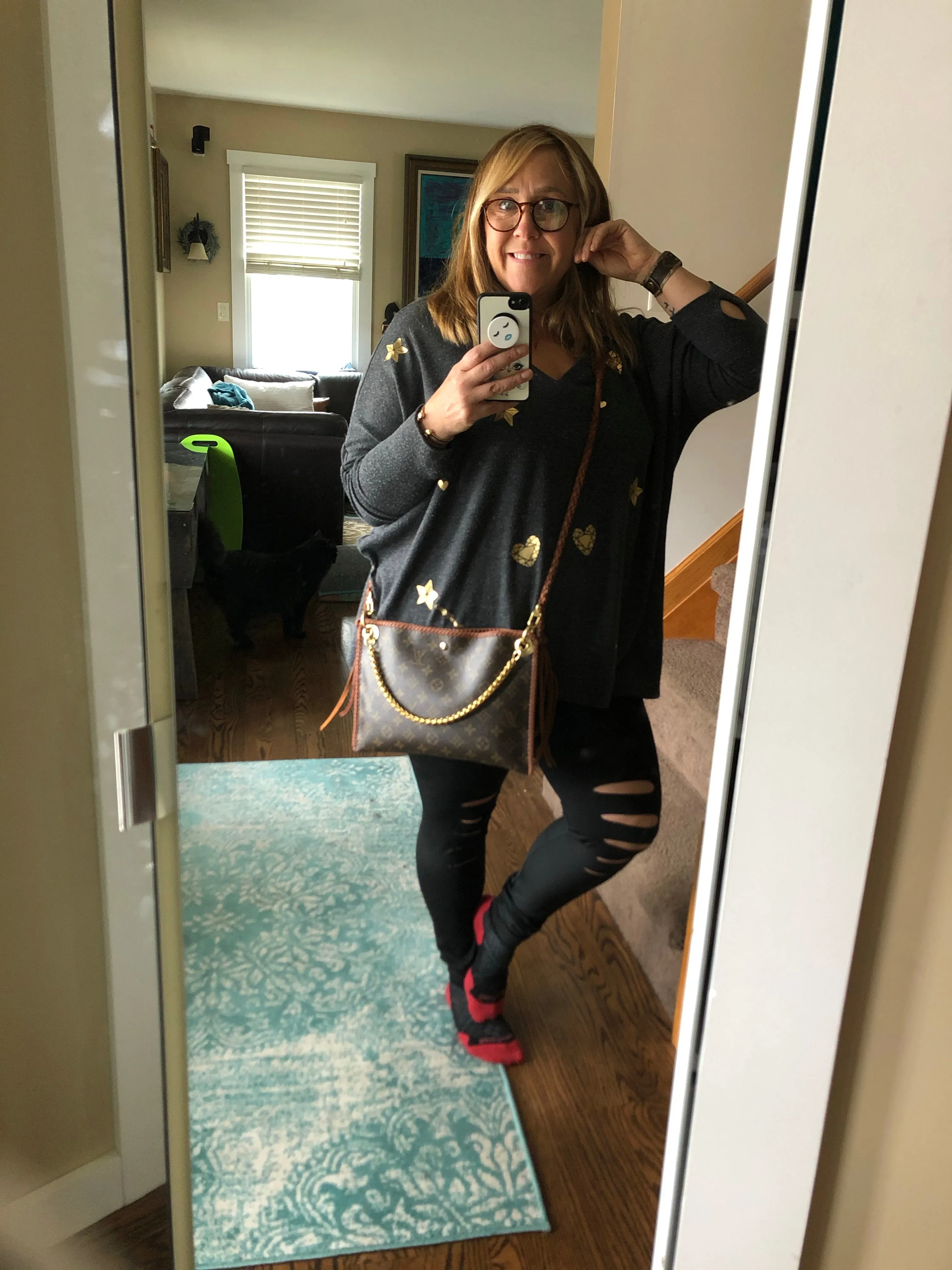 The XL Nuthatch - Vintage Monogram in Caramel Crossbody