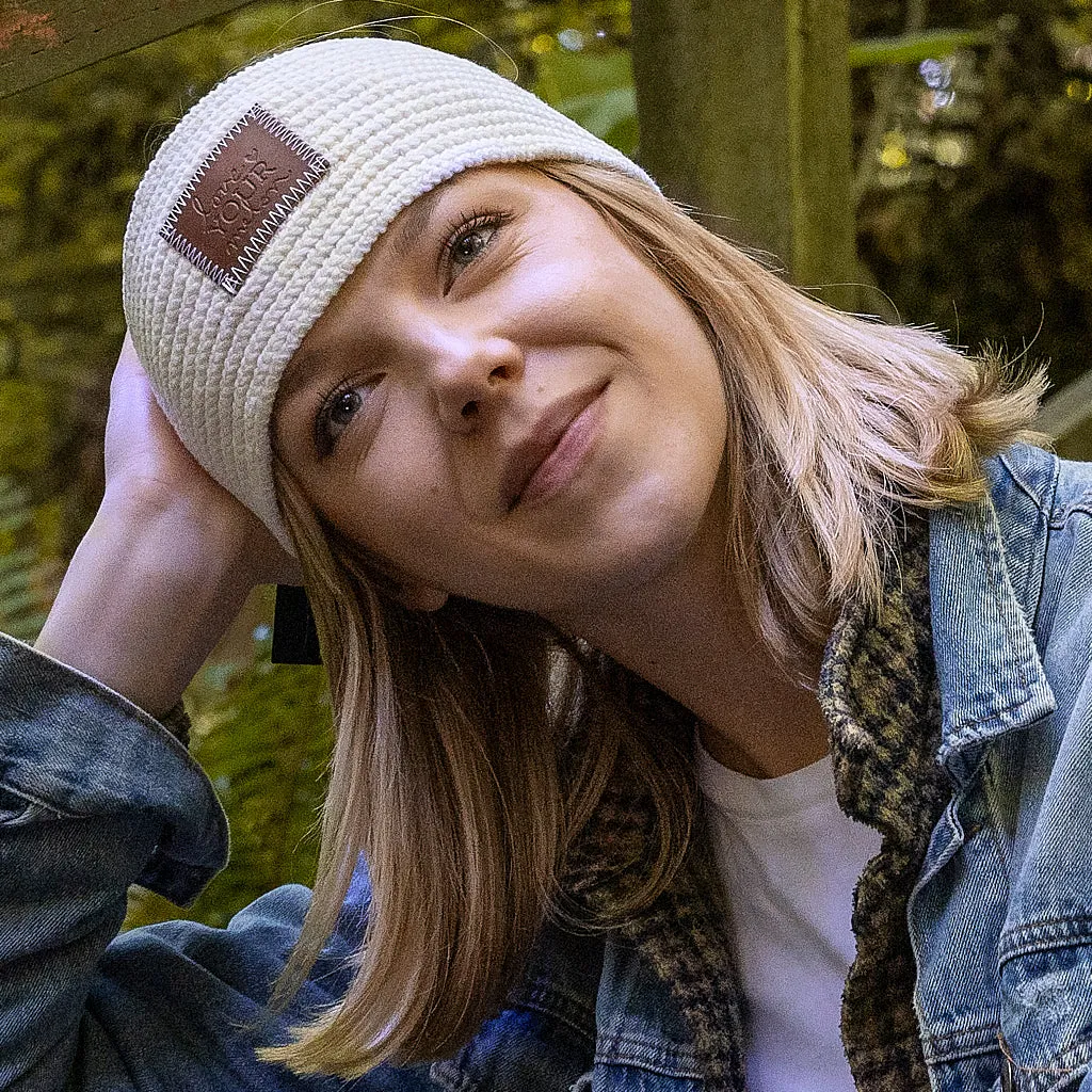 White Speckled Knit Headband