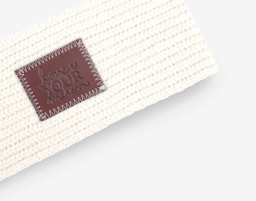 White Speckled Knit Headband