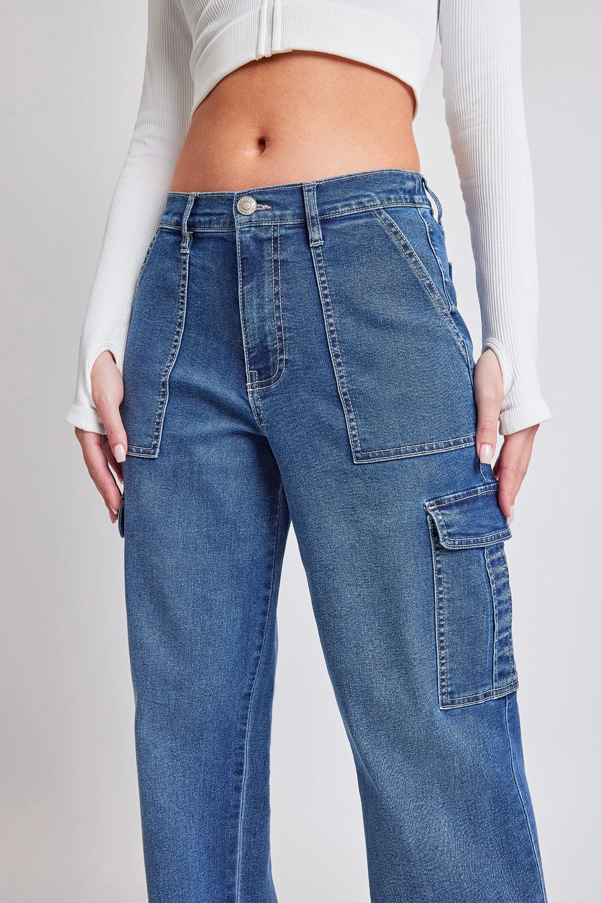 Women´s Elastic Waist Straight Leg Cargo Jean