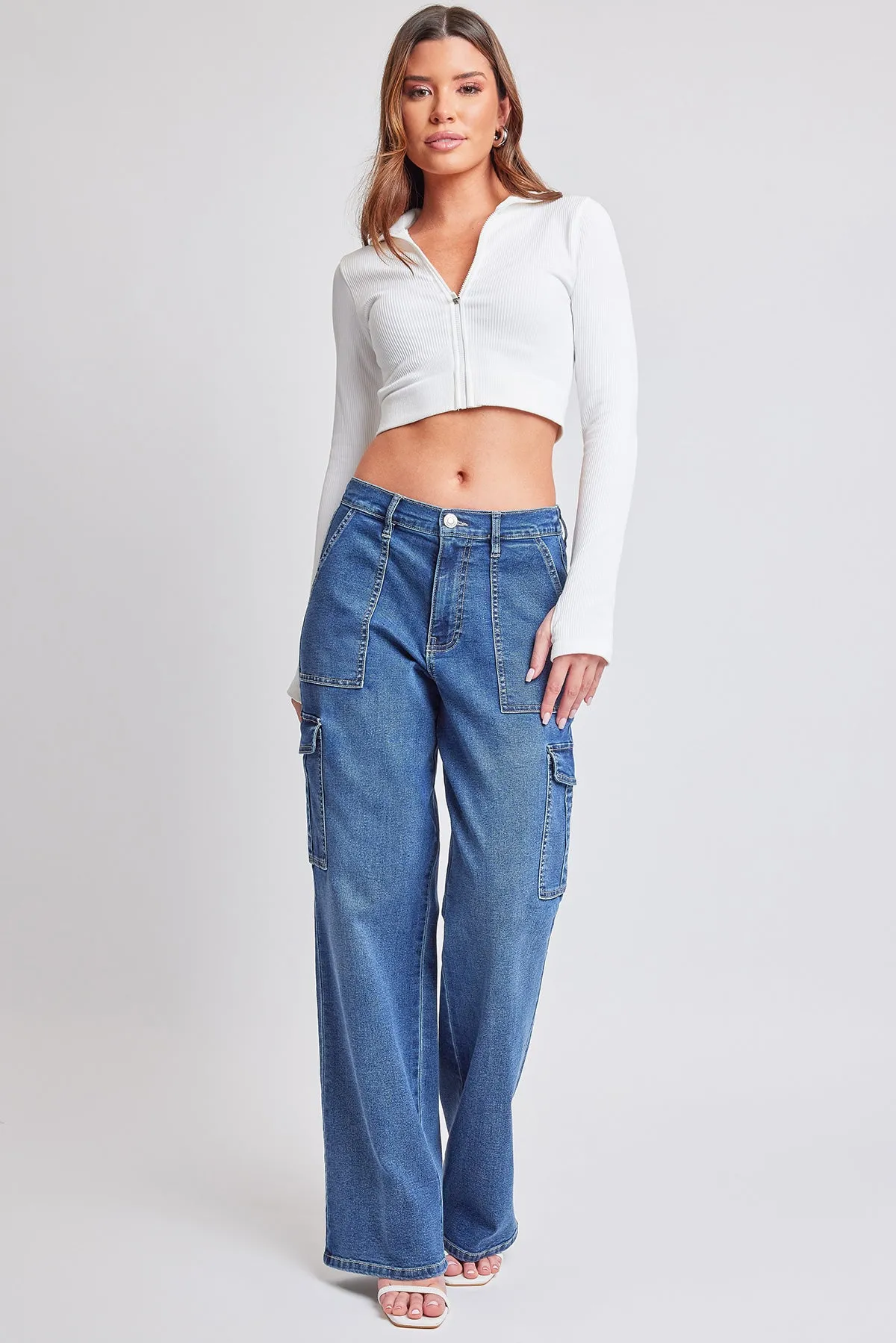 Women´s Elastic Waist Straight Leg Cargo Jean