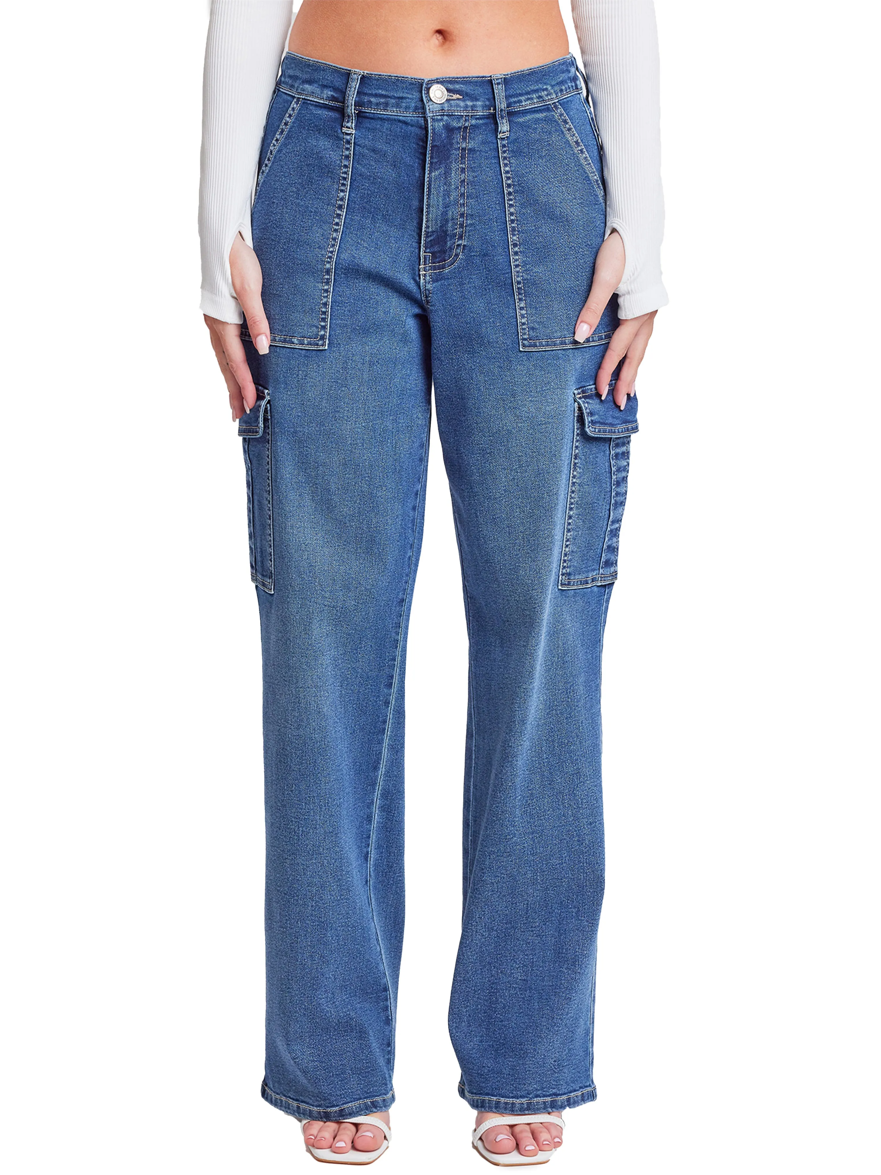 Women´s Elastic Waist Straight Leg Cargo Jean