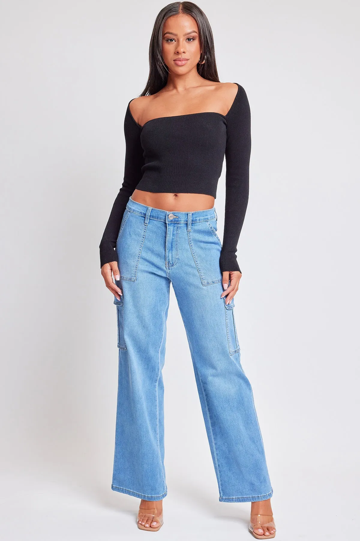 Women´s Elastic Waist Straight Leg Cargo Jean