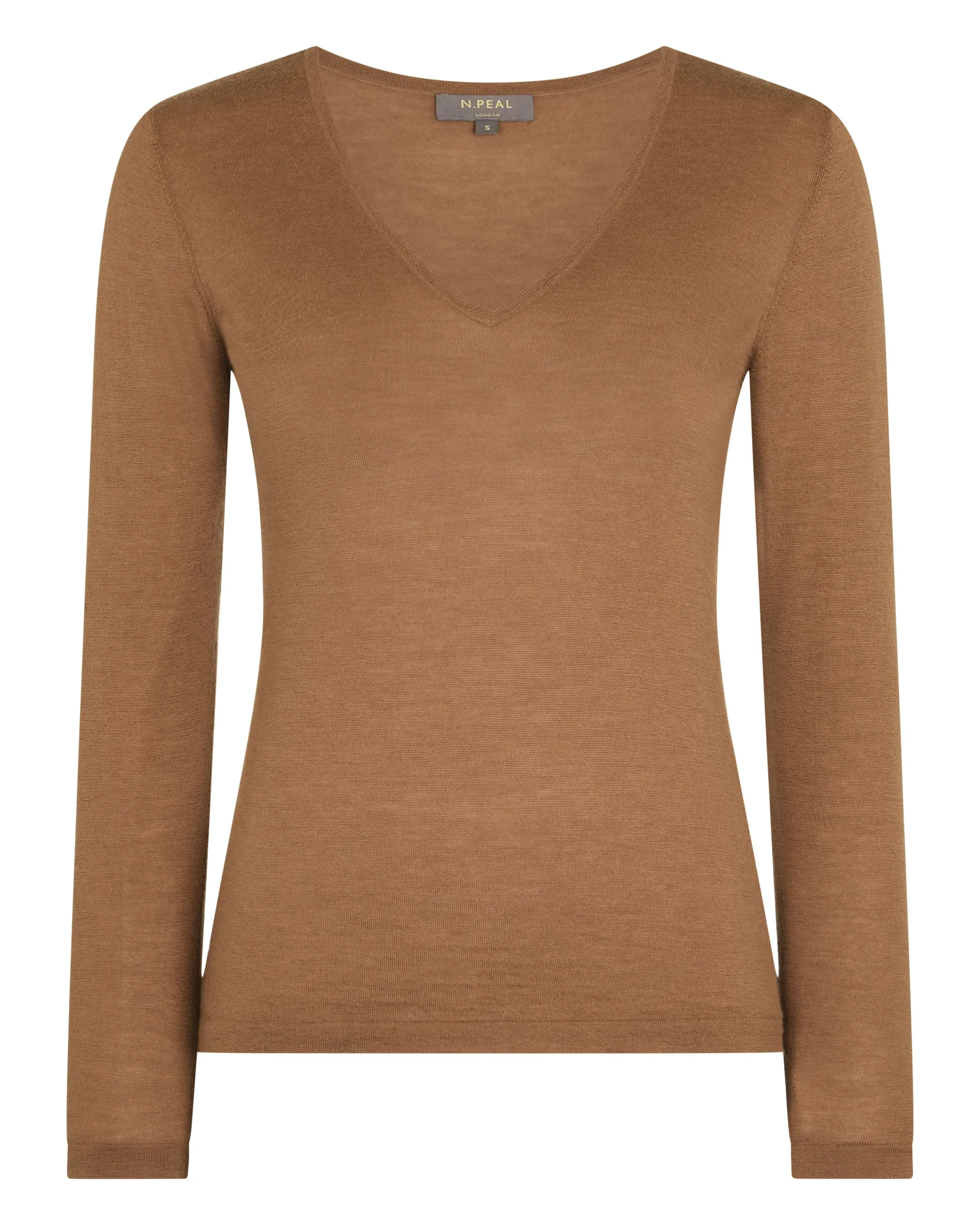 Women's Imogen Superfine Cashmere V Neck Sweater Dark Camel Brown